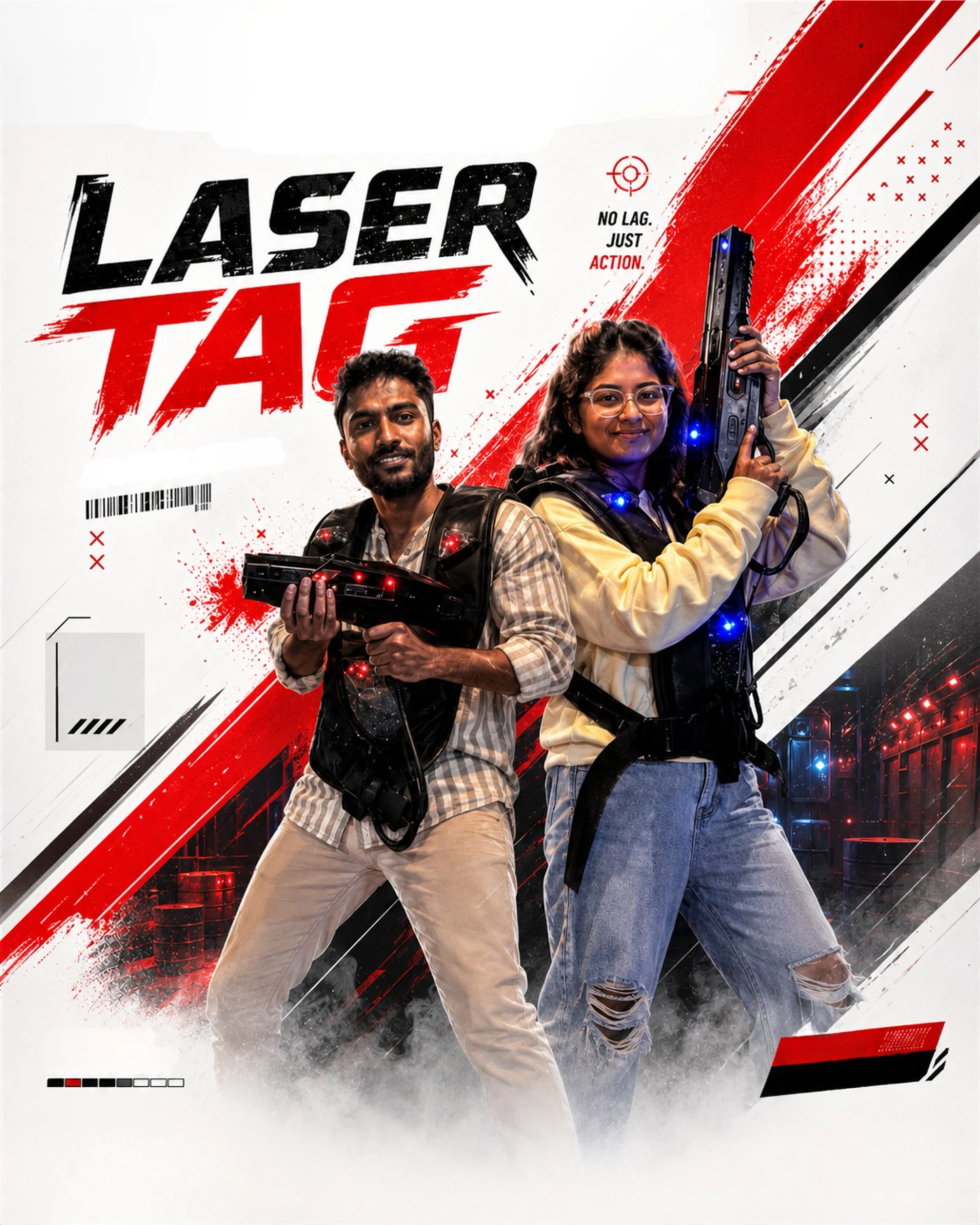 Laser Tag duo promotional artwork for Gamingalaxy Whitefield Bengaluru