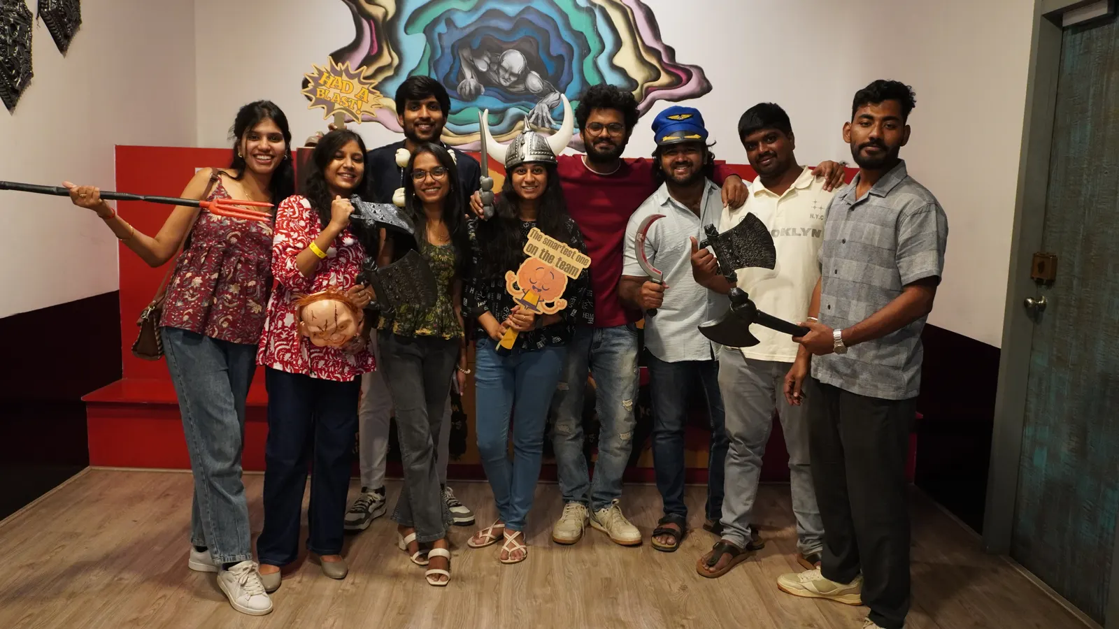 Friends group photo after an immersive escape room style mission at Gamingalaxy