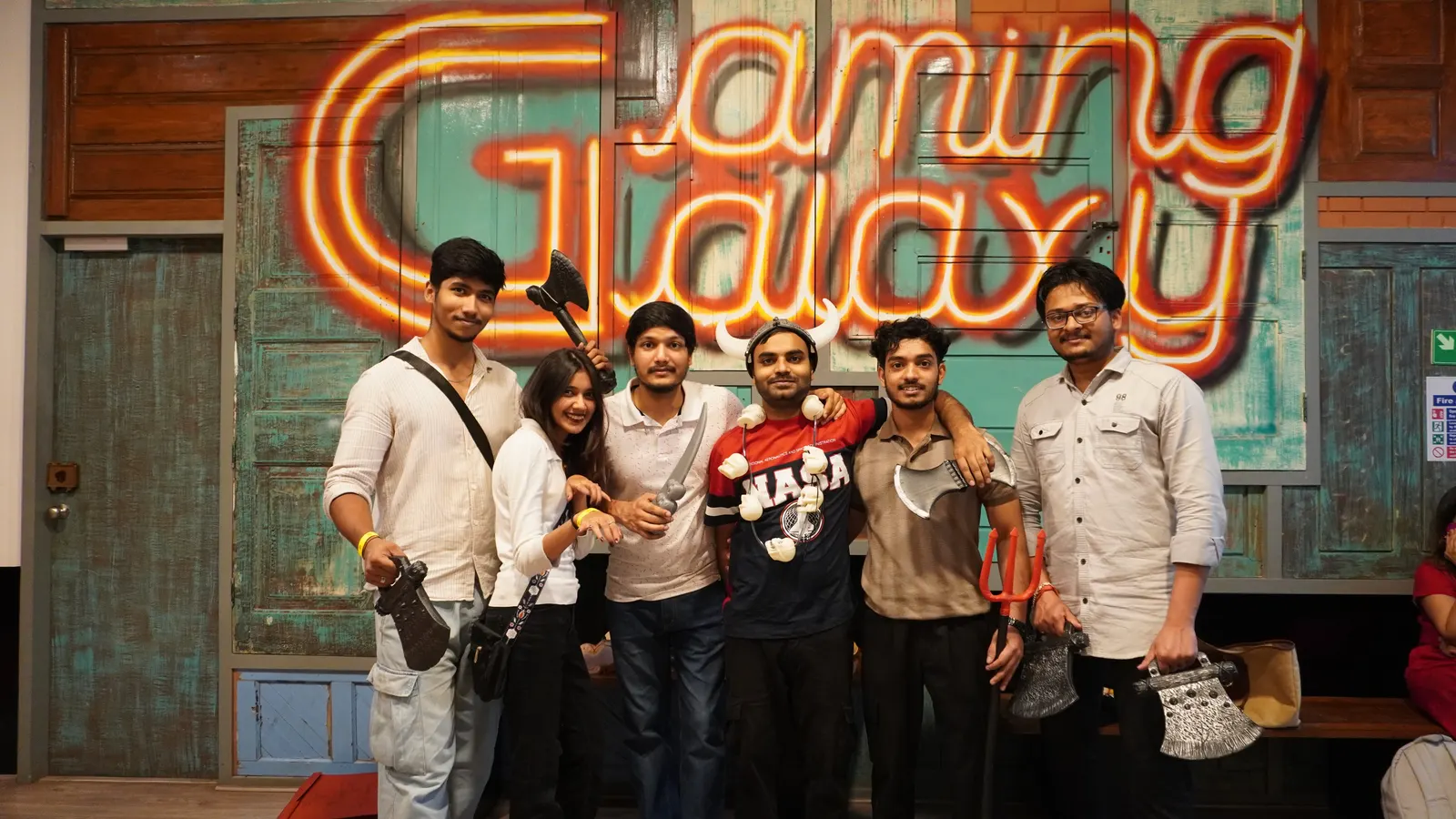 Friends and family group photo at Gamingalaxy indoor adventure arena