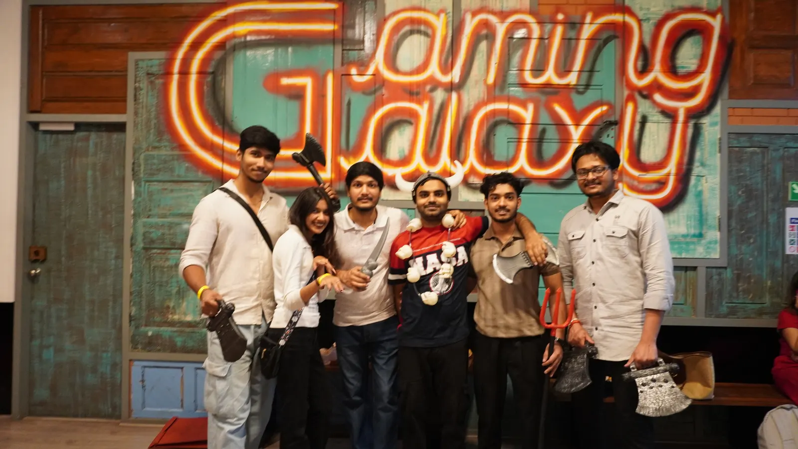 Friends and family group photo at Gamingalaxy indoor adventure arena